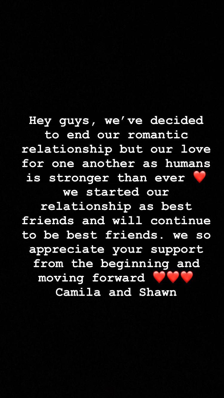 Camila Cabello and Shawn Mendes Announce Split After 2 Years Together: ‘We So Appreciate Your Support’