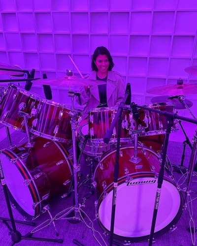 Kourtney Kardashian Is a Little Drummer Girl as She Gets Behind Fiance Travis Barker’s Drum Kit in Epic Photos