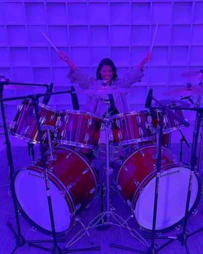Kourtney Kardashian Is a Little Drummer Girl as She Gets Behind Fiance Travis Barker’s Drum Kit in Epic Photos