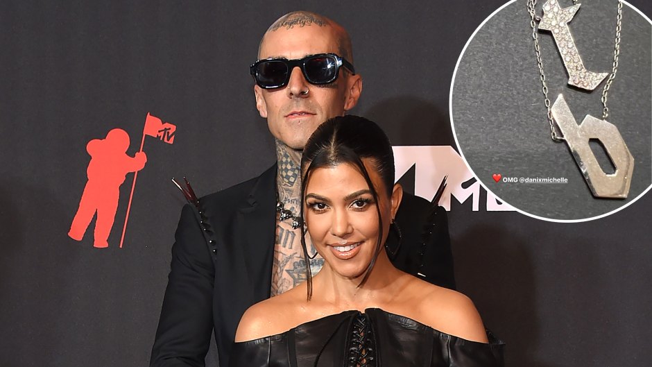 Kourtney Kardashian Models Blingy New T and B Necklace as She Keeps Fiancé Travis Barker Close With Initial Jewelry