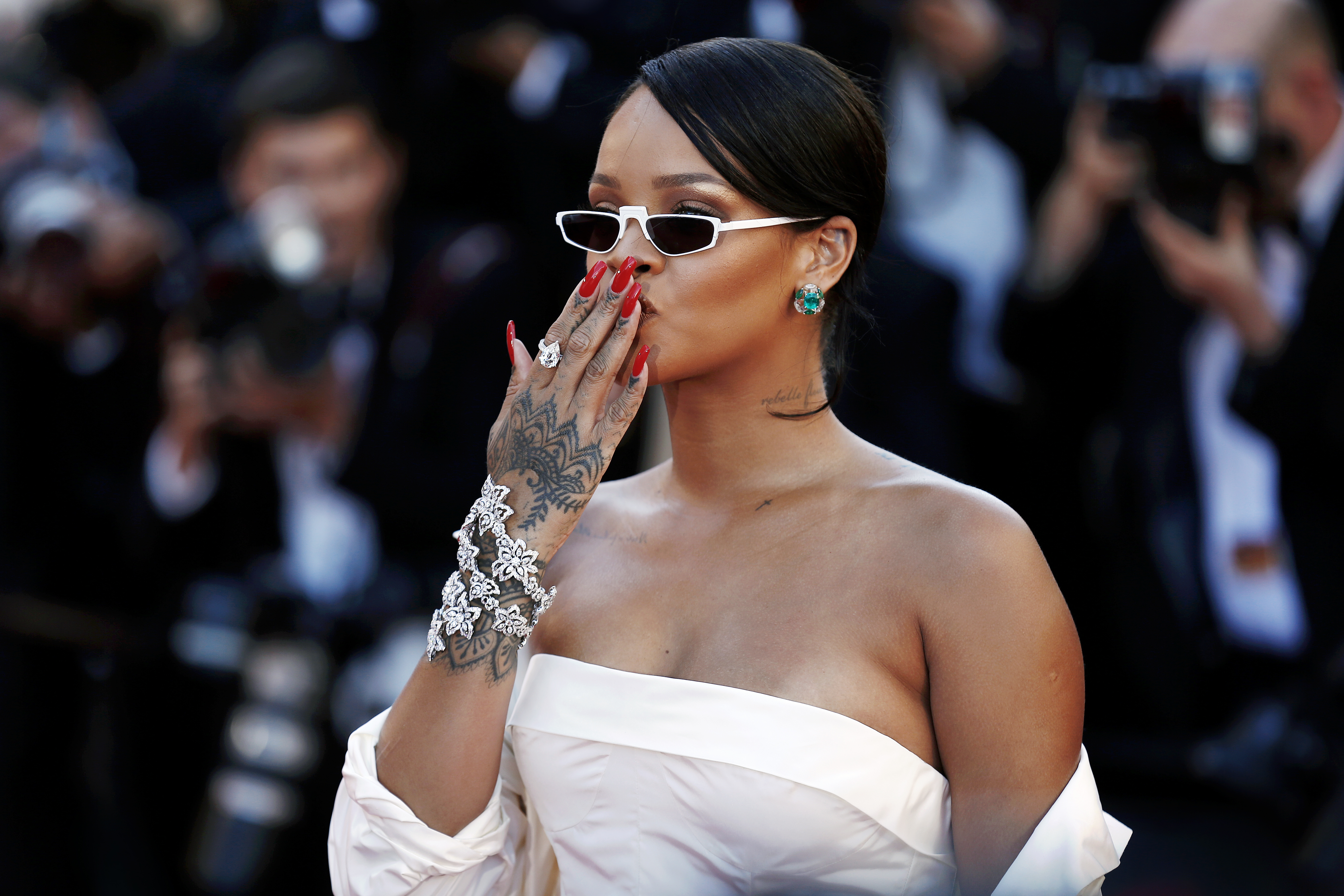 Rihanna covers up her shark tattoo that matched ex Drake's