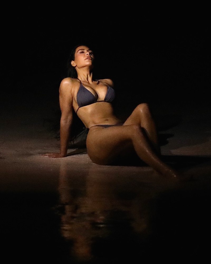 Kim Kardashian Flaunts Curves in Black Bikini and Nude One-Piece for Skims Swim Photo Shoot