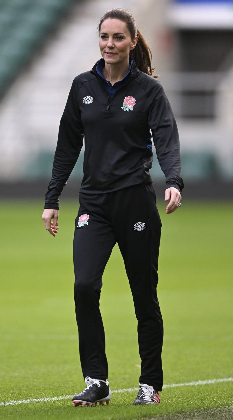 Duchess Kate Looks Sporty in a Tracksuit and Cleats While Showing Off Her Rugby Skills at Twickenham Stadium