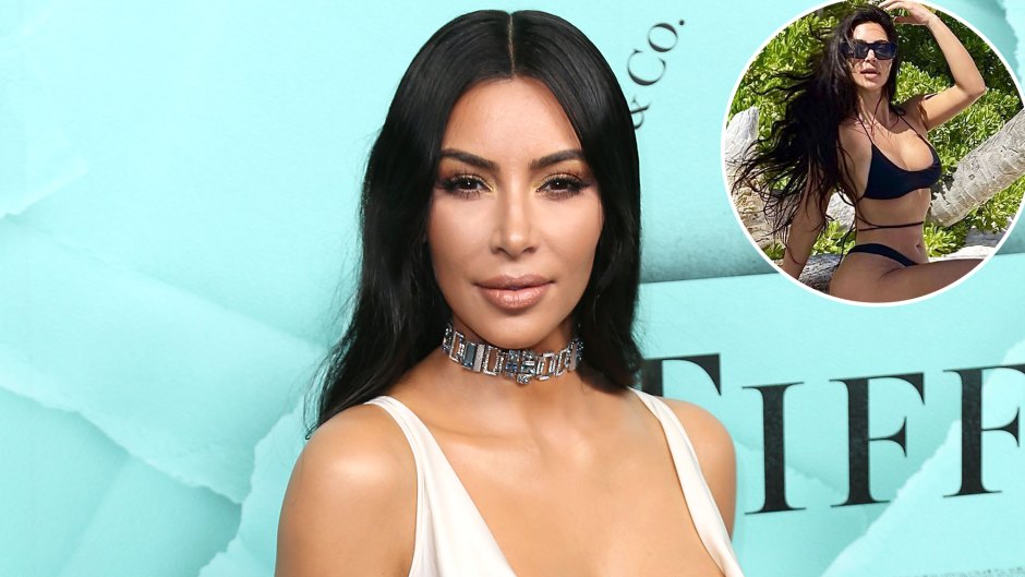 Kim Kardashian Flips Camera in Black Leather Bikini Amid Kanye West Drama