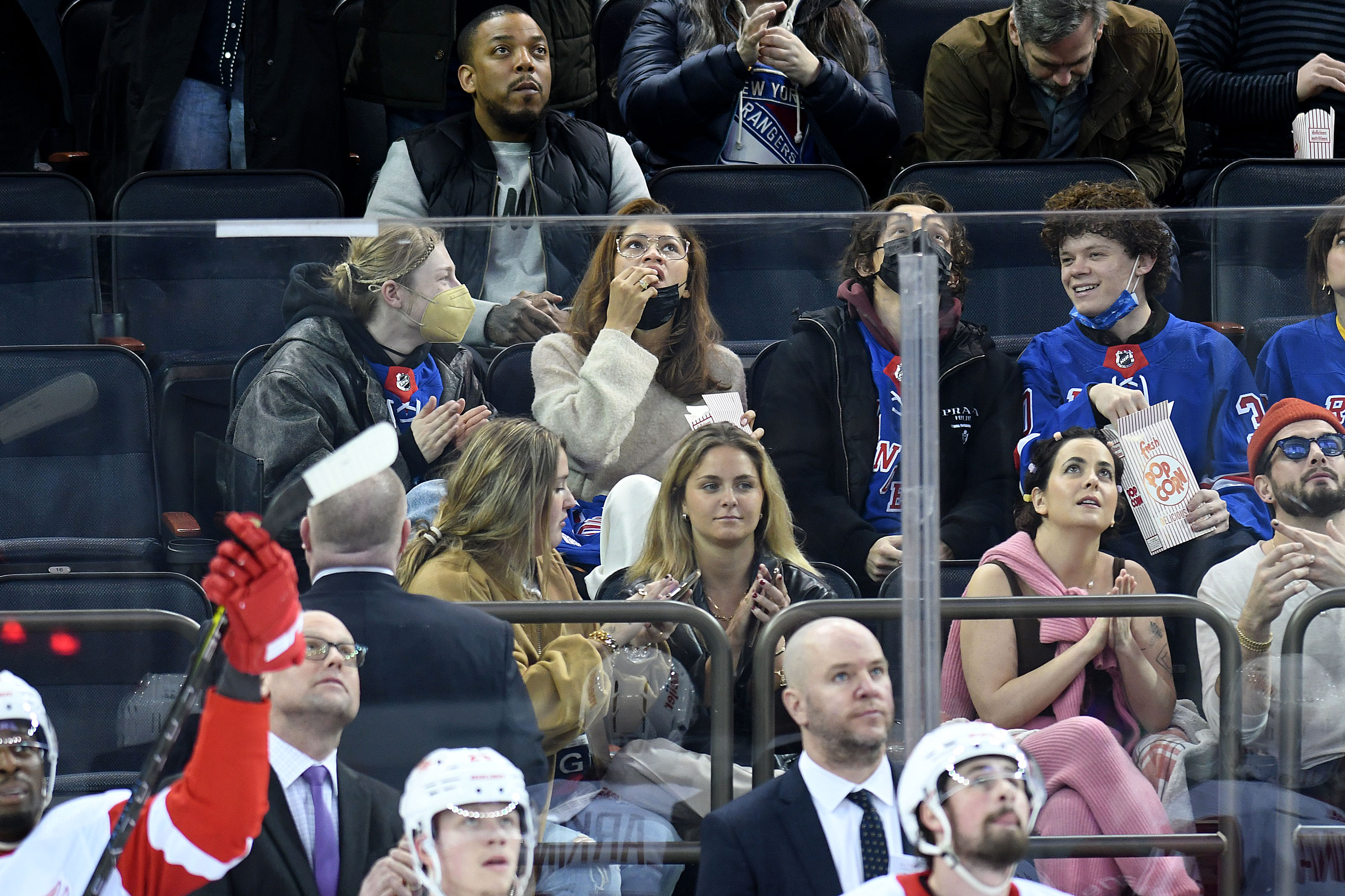 Tom Holland and Zendaya Have Date Night With BFF Hunter Schafer at Rangers Game: Photos