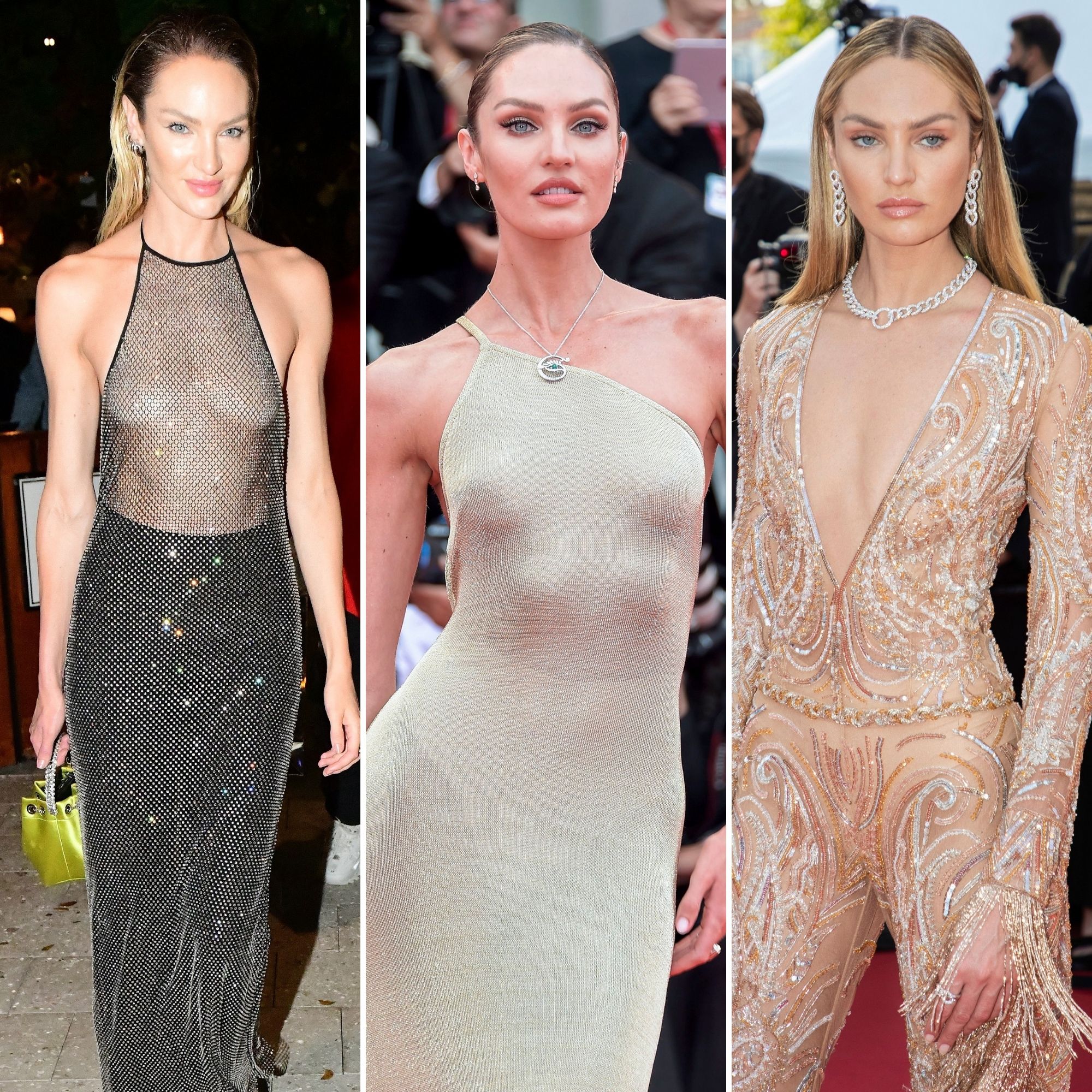 See Candice Swanepoel's Ultra Revealing Low-Cut Dress!