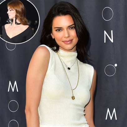 Kendall Jenner Rocks Deep Plunging Dress and New Auburn Hair Walking Paris Fashion Week Show