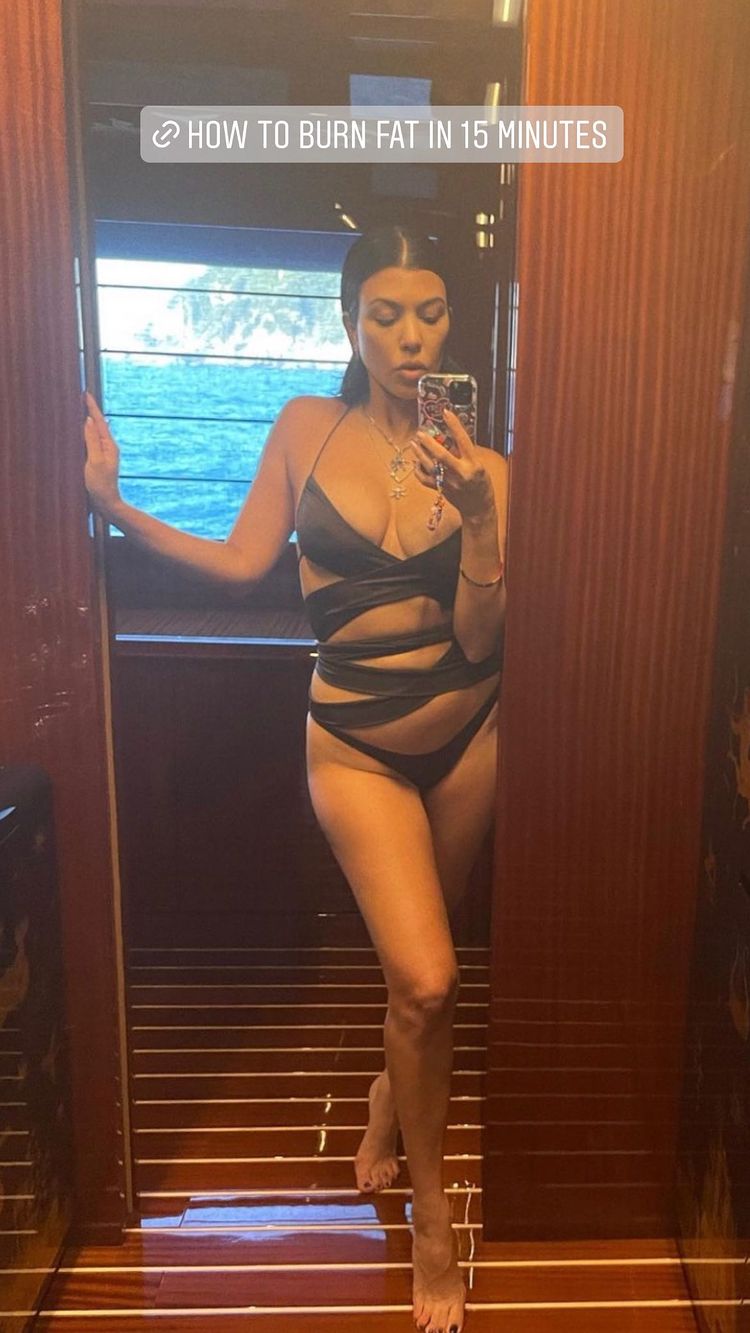 Kourtney Kardashian Poses in a Cut-Out Swimsuit in Sexy Selfie