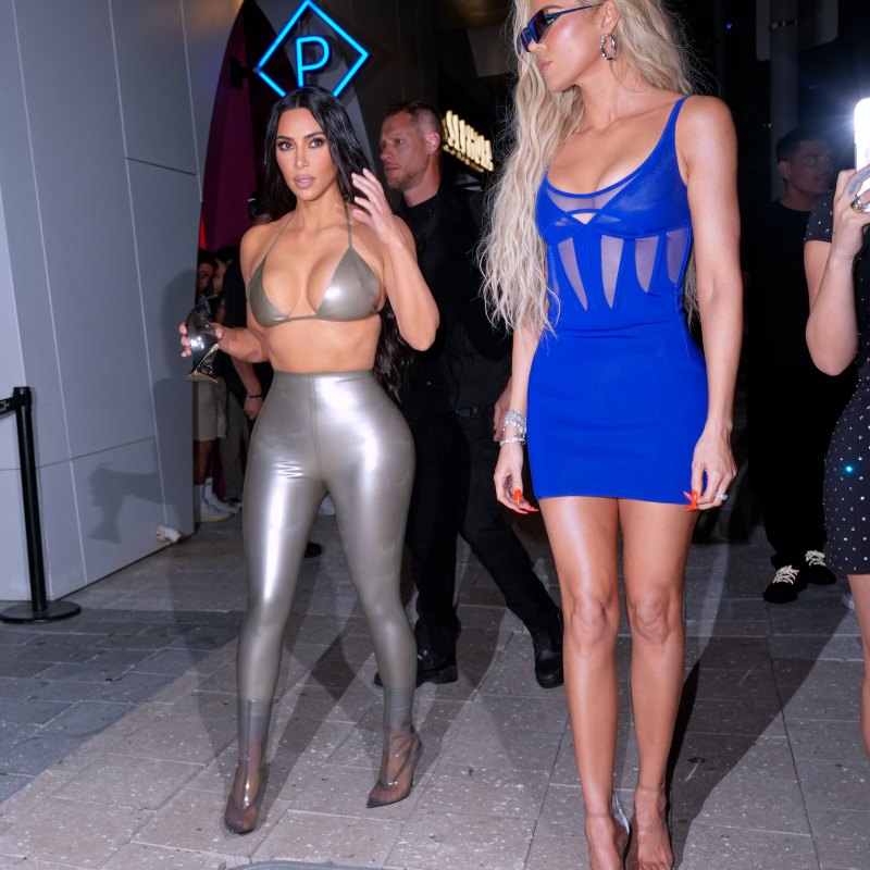 Kim Kardashian and Khloe Kardashian visit the SKIMS SWIM Miami pop