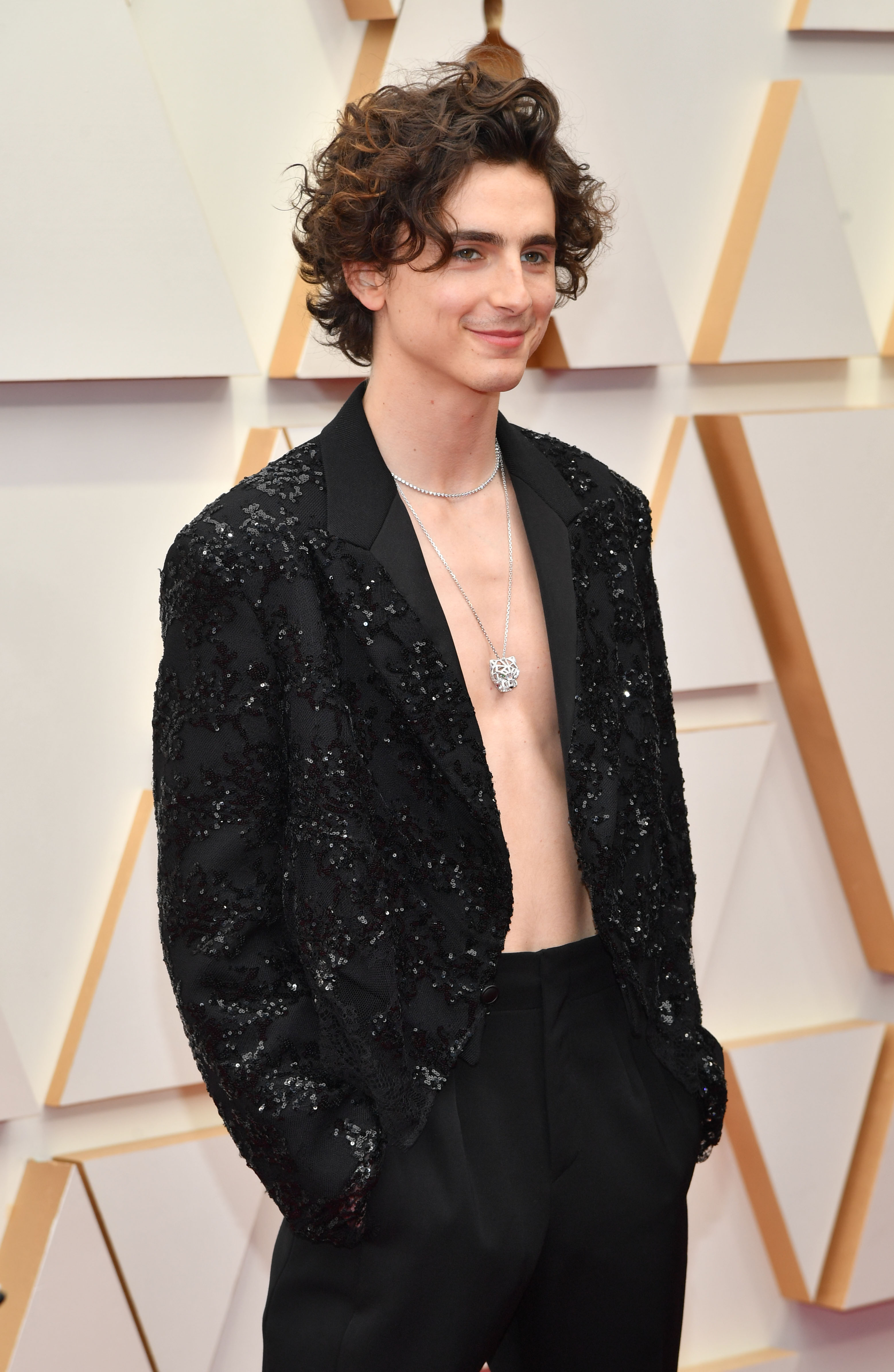 Timothee Chalamet Shirtless on Oscars 2022 Red Carpet Photos