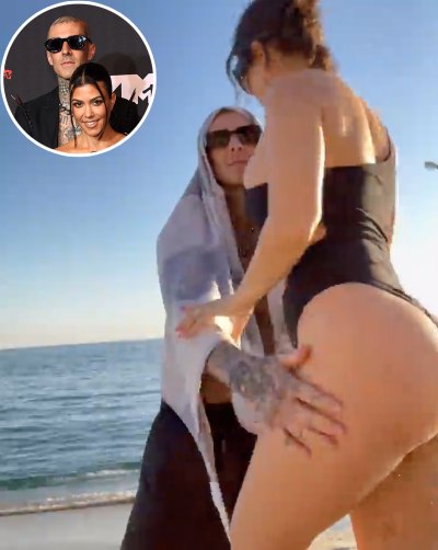 Travis Barker Playfully Grabs Kourtney Kardashian's Bare Behind in Thong During Romantic Laguna Beach Getaway