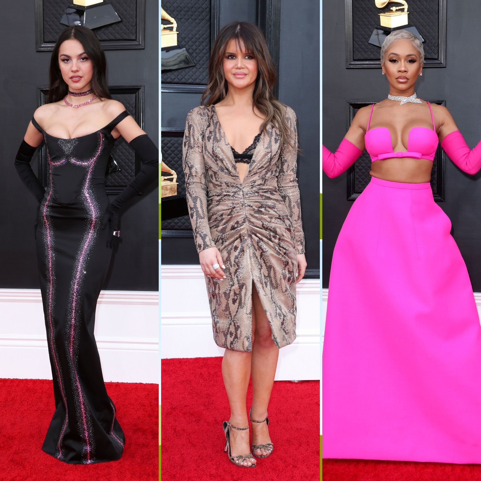 All Grammys 2021 red carpet celebrity dresses & looks