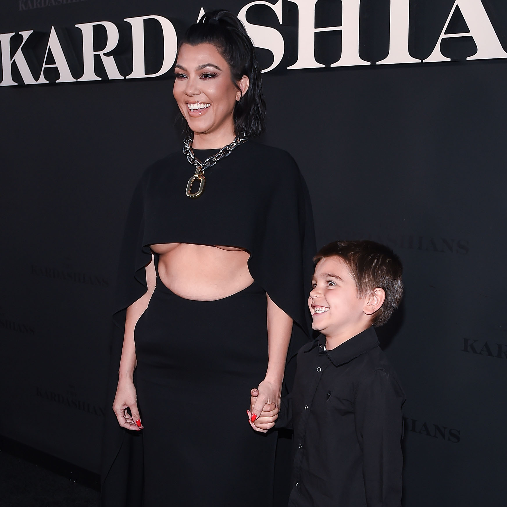 Kourtney, Son Reign, Travis and Kids Alabama, Landon, Atiana Attend ‘Kardashians’ Premiere: Photos