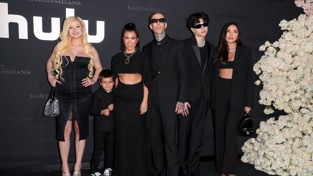 Kourtney, Son Reign, Travis and Kids Alabama, Landon, Atiana Attend ‘Kardashians’ Premiere: Photos