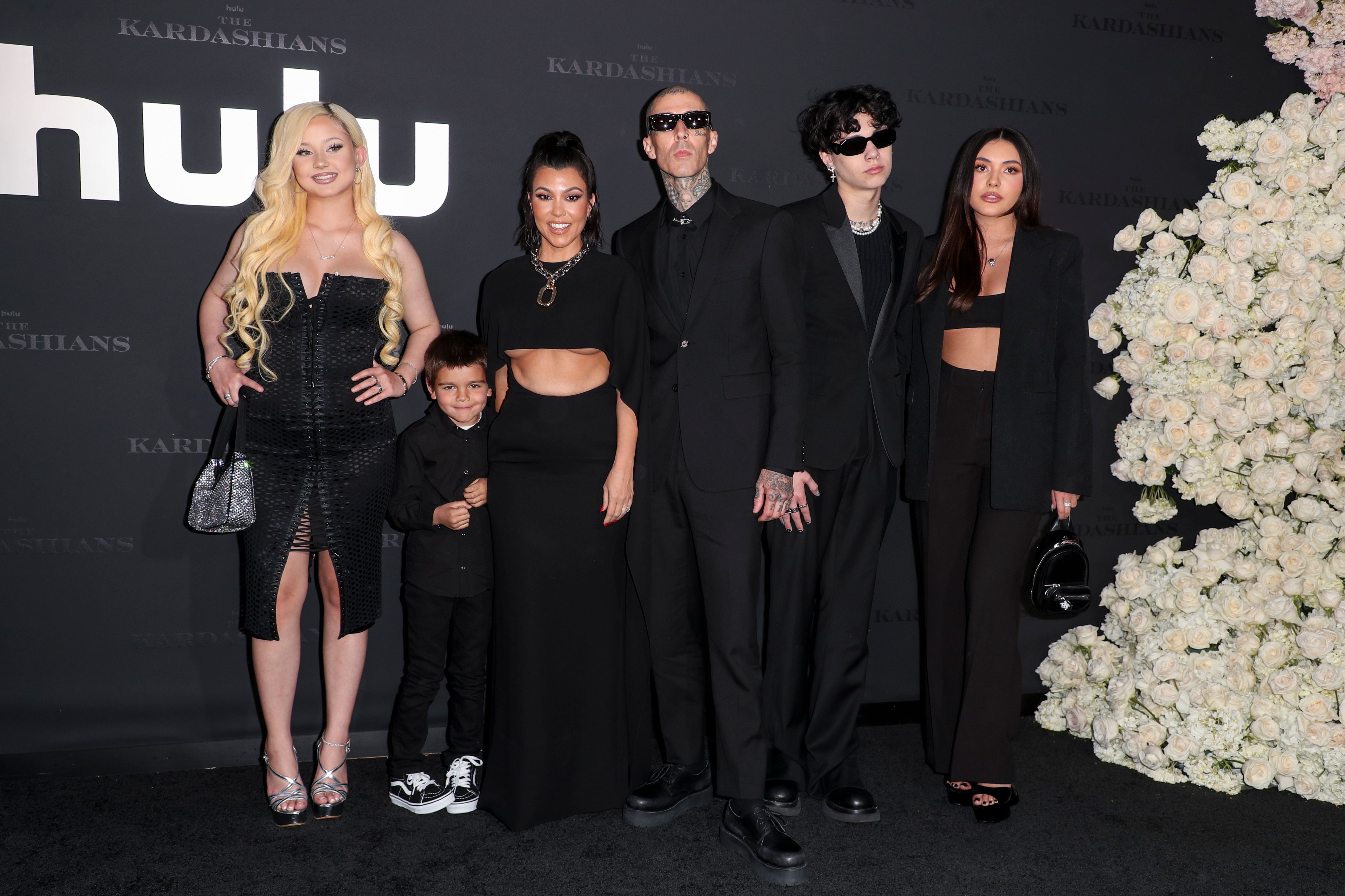 Kourtney, Son Reign, Travis and Kids Alabama, Landon, Atiana Attend ‘Kardashians’ Premiere: Photos