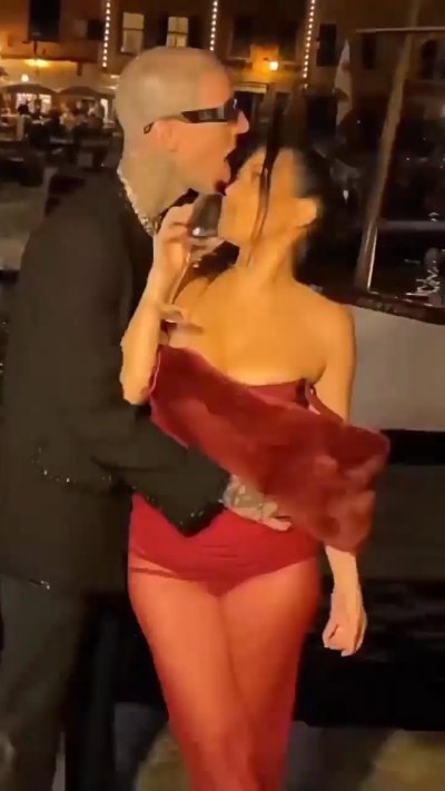 Travis Barker Licks Wife Kourtney Kardashian During Italian Wedding Weekend