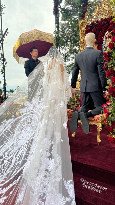 Kourtney Kardashian Wears Unique Wedding Dress at 2022 Travis Barker Wedding: See Photos