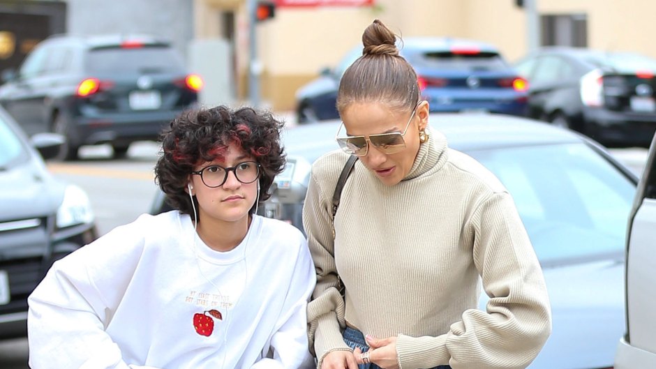 Emme Muniz Sports Green Outfit With Mom J. Lo in Paris