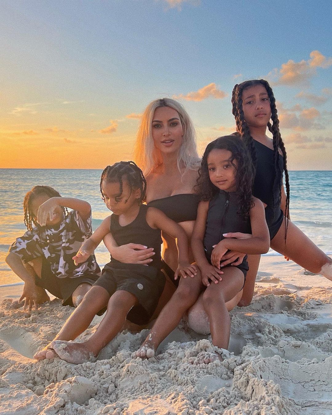 Kim Kardashian Posts Rare Photos With All 4 of Her Kids