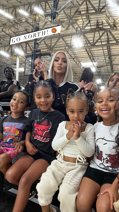 Kim Kardashian and Nieces Penelope, Dream, True and More Cheer for North West at Basketball Game