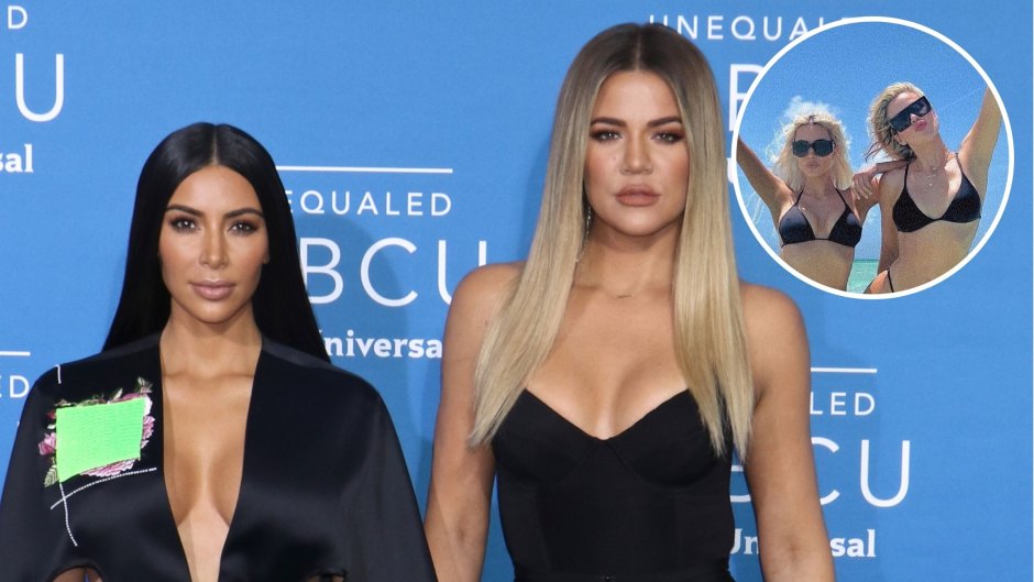 Kim and Khloe Kardashian Twin in Matching Black Bikinis and Blonde Hair in the Ocean: Photos!