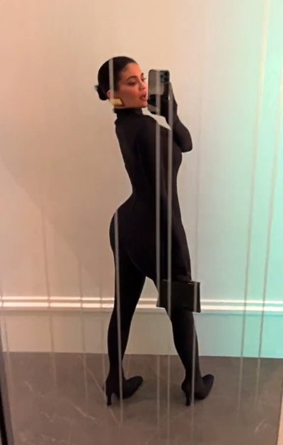 Kylie Jenner Twins With Sister Kim Kardashian in All-Black Black Bodysuit: See Photo