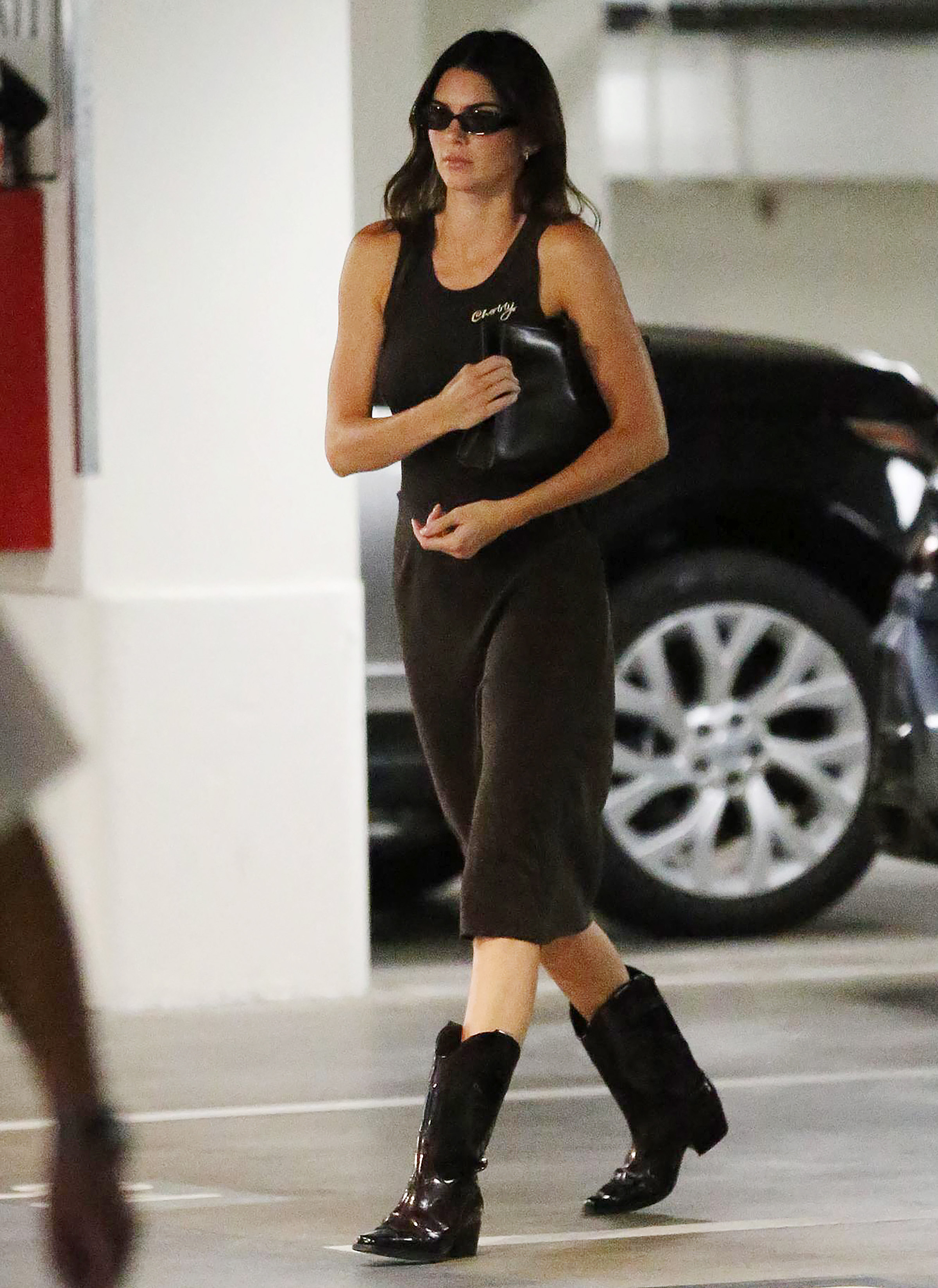 Yee Haw! Kendall Jenner Goes Braless in All-Black Outfit With Cowboy Boots: Photos
