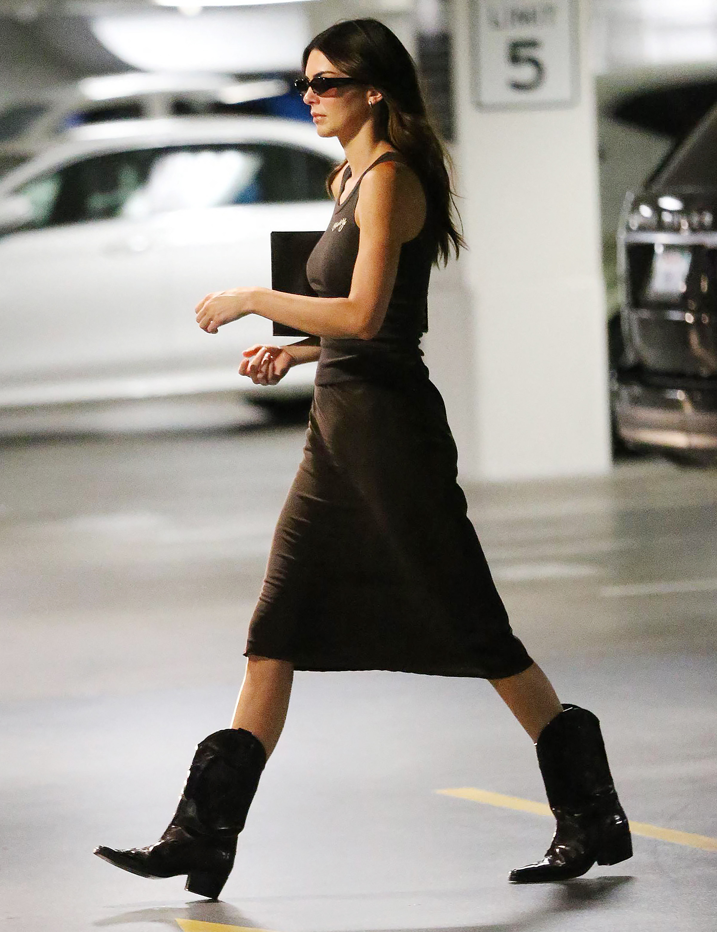 Yee Haw! Kendall Jenner Goes Braless in All-Black Outfit With Cowboy Boots: Photos
