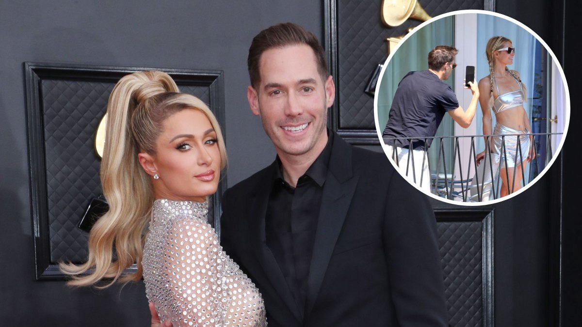 Sliving! Paris Hilton Poses for Husband Carter Reum While Wearing a Silver Bikini and Wig: Photos