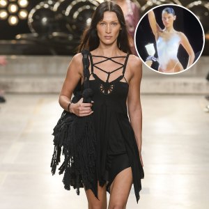 Bella Hadid Has Dress Spray Painted on Half Nude Body: Photos