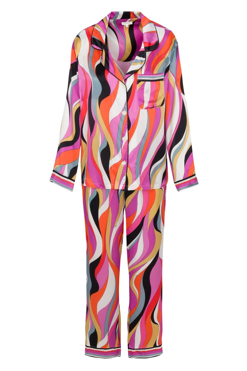 Trina Turk Allover Swirl Silk Classic PJ Set