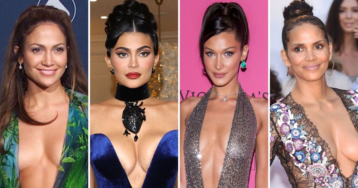 Celebs' Plunging V-Neck Outfits: Sexy Cleavage-Baring Photos