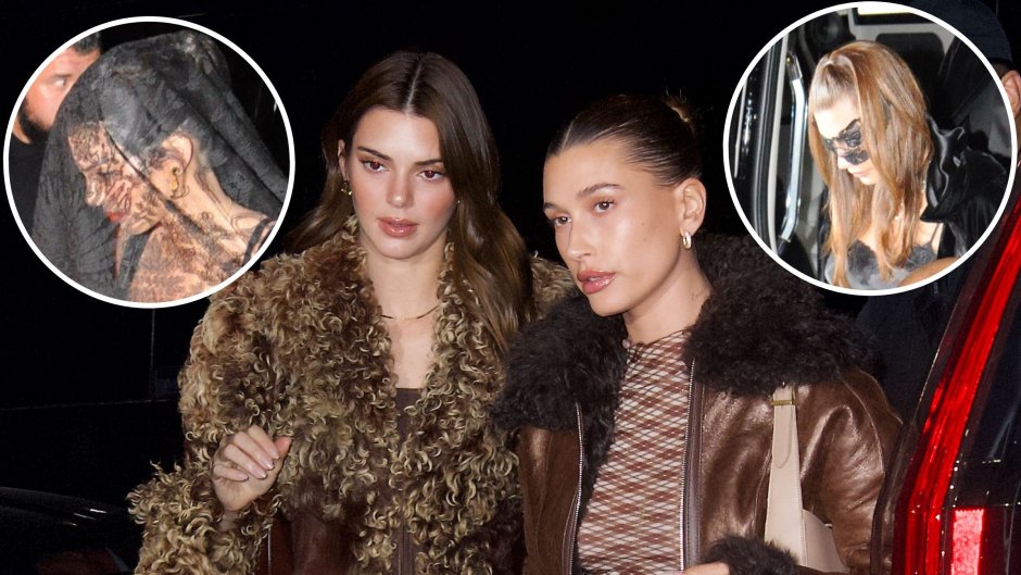 Kendall Jenner and Hailey Bieber Stun in Sexy Sheer Black Lace Lingerie Masquerade Outfits: Photos