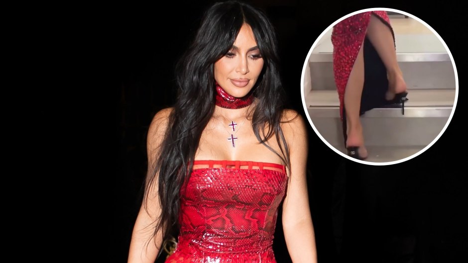 Kim Kardashian Struggles to Walk Upstairs in Long Skin-Tight Milan Fashion Week Skirt: Video