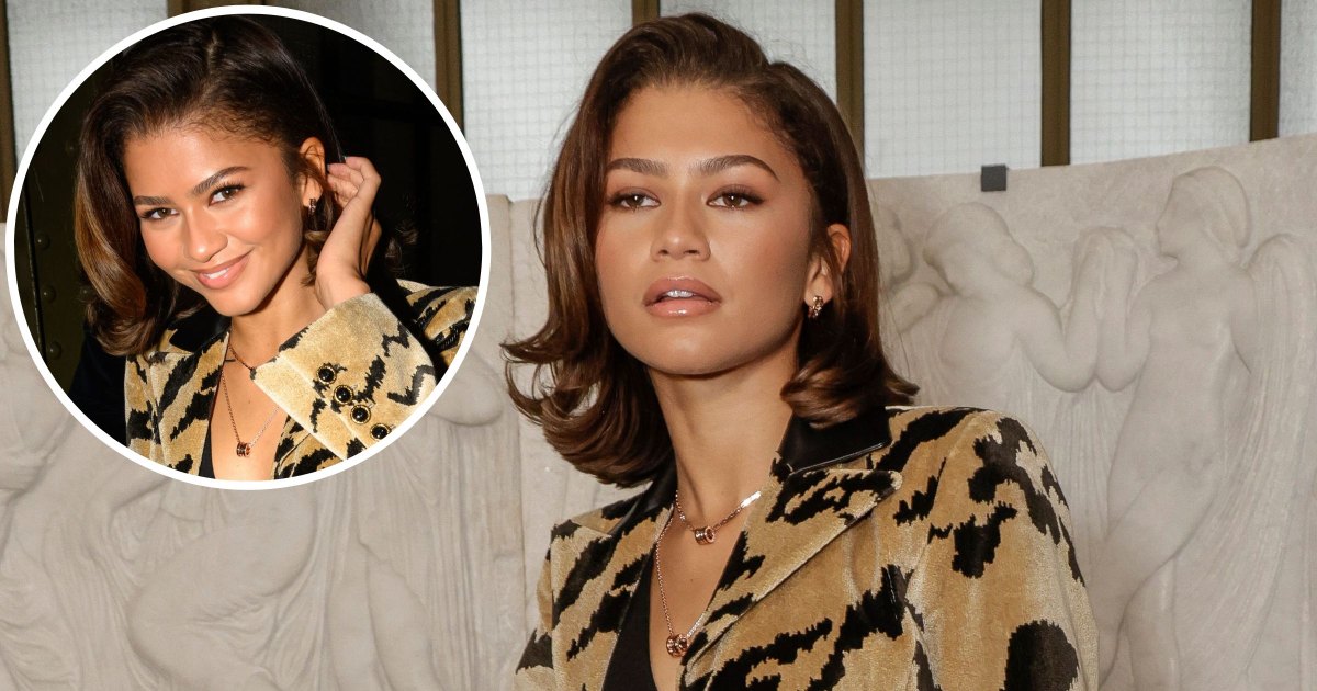 Zendaya's Matching Animal Print Suit Included Hot Pants and a Bra Top
