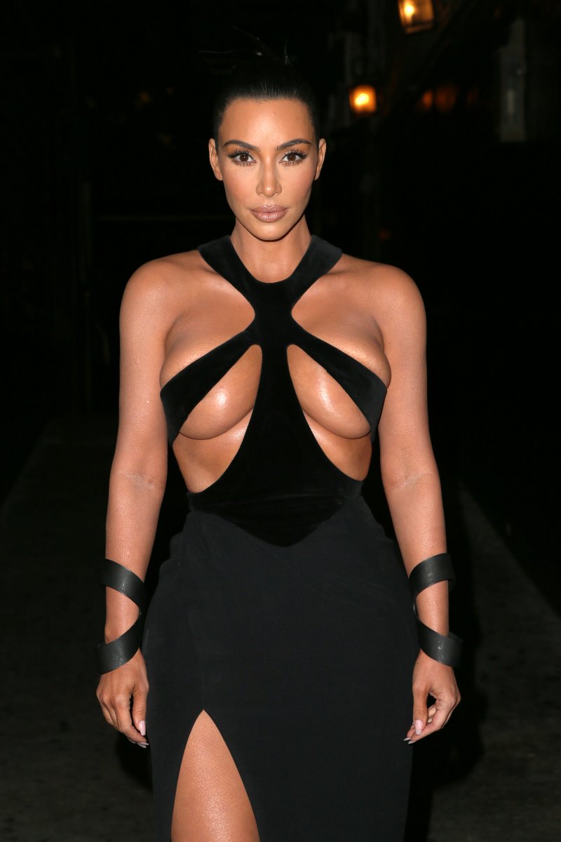 Kim Kardashian risks wardrobe malfunction in tight black tank as