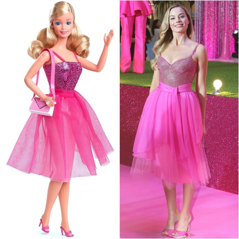 Margot Robbie dressed in a Day to Night Barbie-inspired outfit