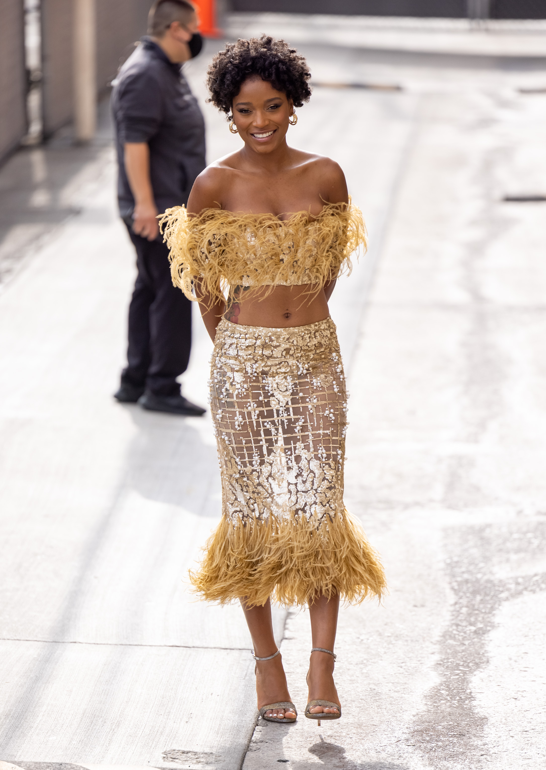 Keke Palmer Gold Sheer Outfit