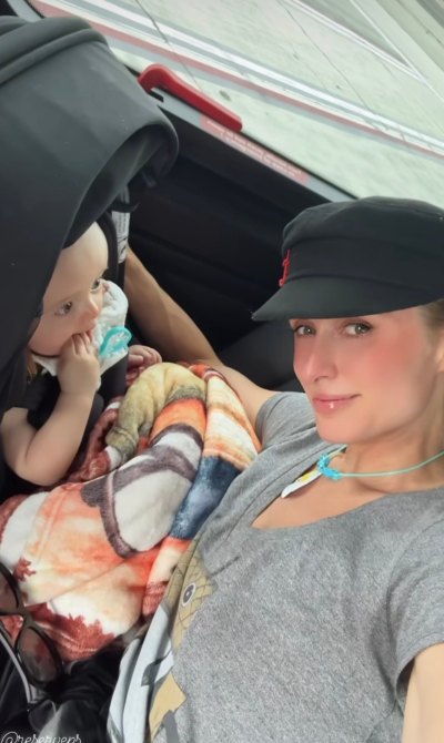 Paris Hilton taking a selfie with her baby boy, Phoenix