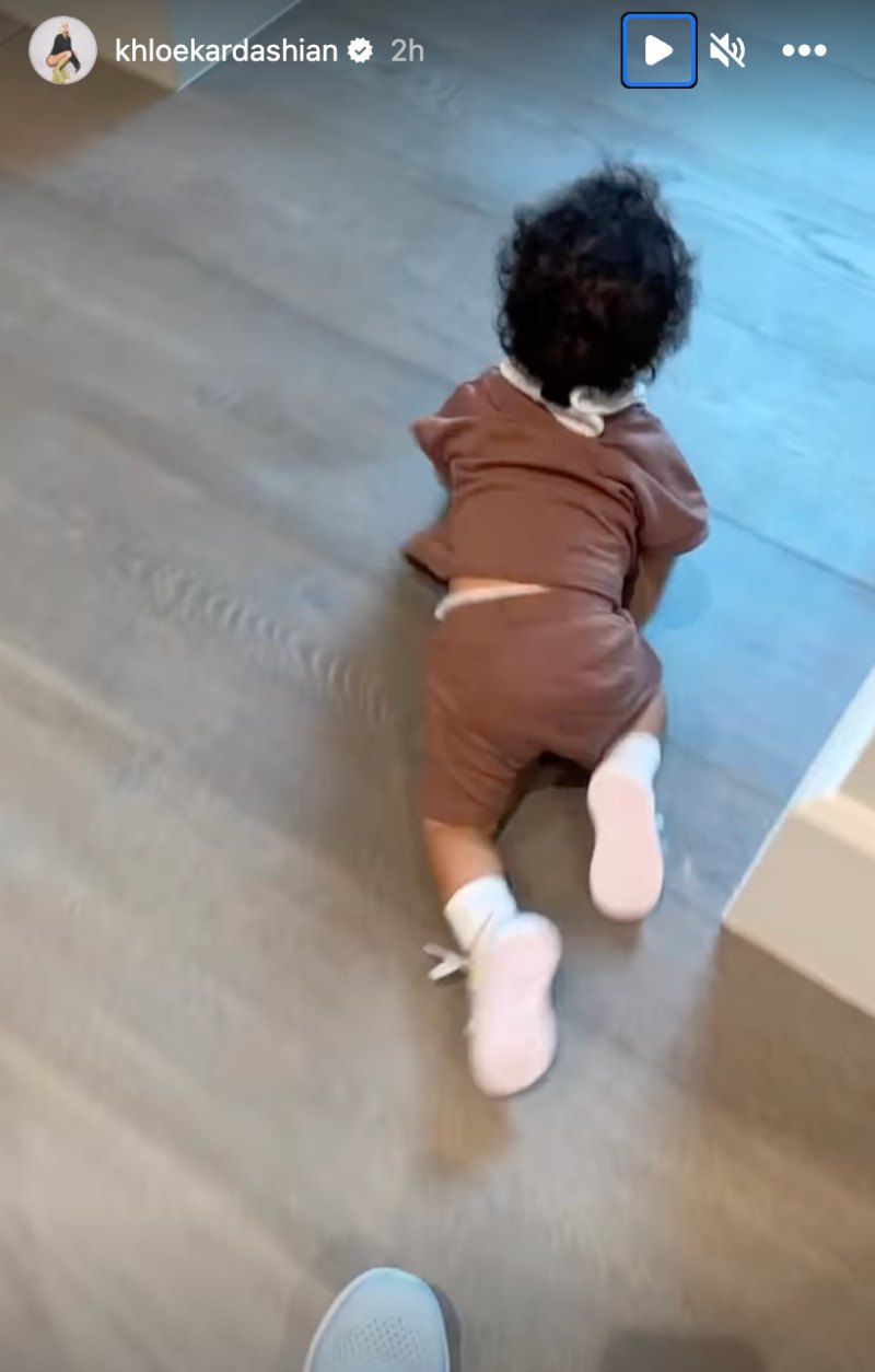 Khloe Kardashian's son Tatum crawls on the floor