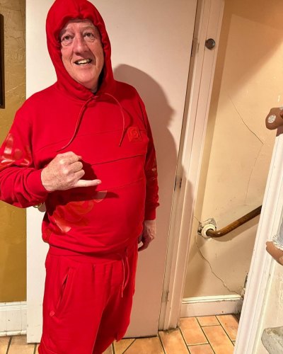 An Instagram photo of Angus Cloud's late father, Conor Hickey, wearing a red hoodie