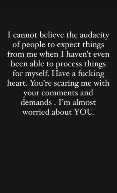 A screenshot of Kaitlyn Bristowe's deleted Instagram Story message