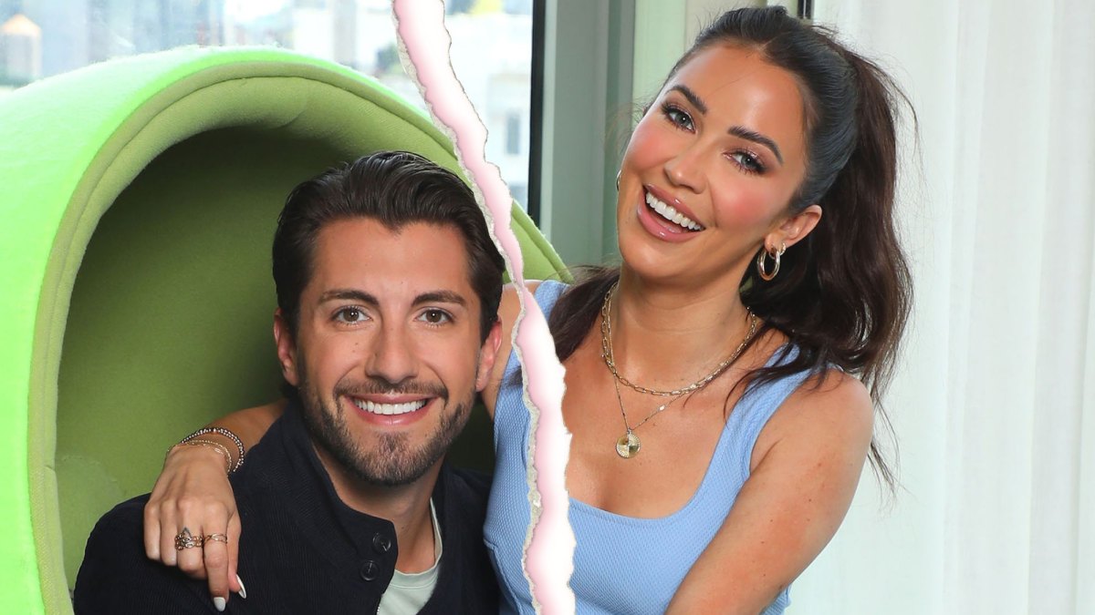 A split image of Jason Tartick and Kaitlyn Bristowe promoting tennis gear