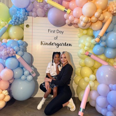 Khloe Kardashian poses with daughter True in kindergarten photo