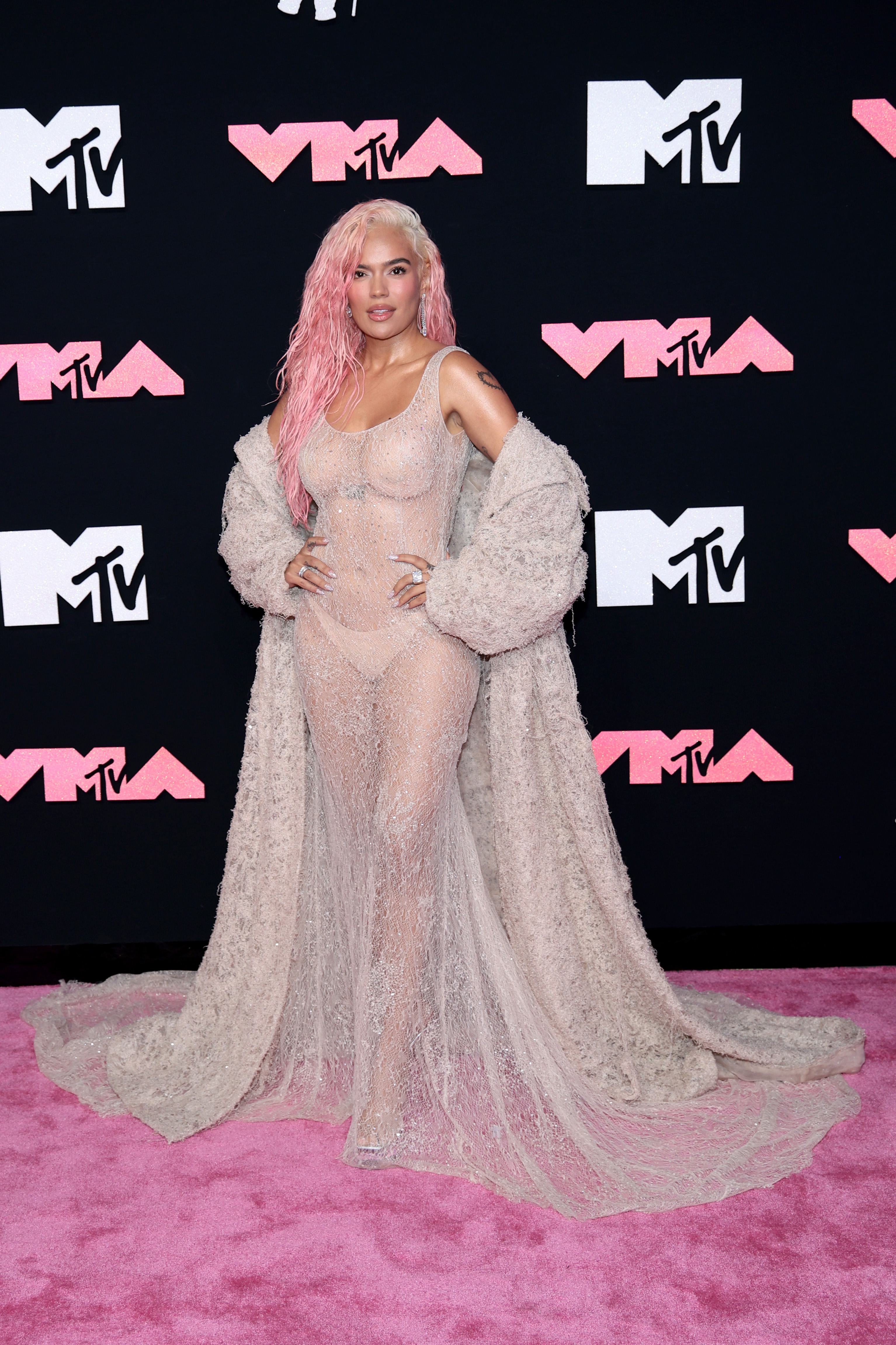 Karol G on VMA carpet