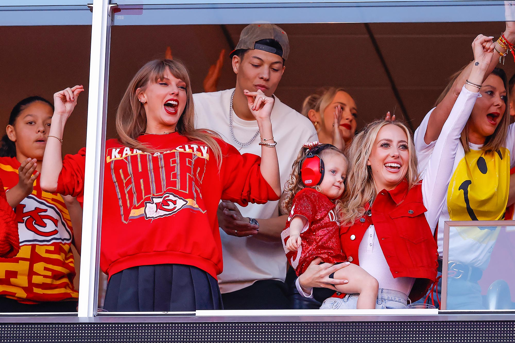 Taylor Swift and Brittany Mahomes Perform Choreographed Handshake in Suite at Chiefs Game Together