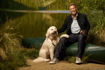 'Golden Bachelor' star Gerry Turner posing wit his dog in an ABC promo photo. Gerry promised fans a shocking season finale.