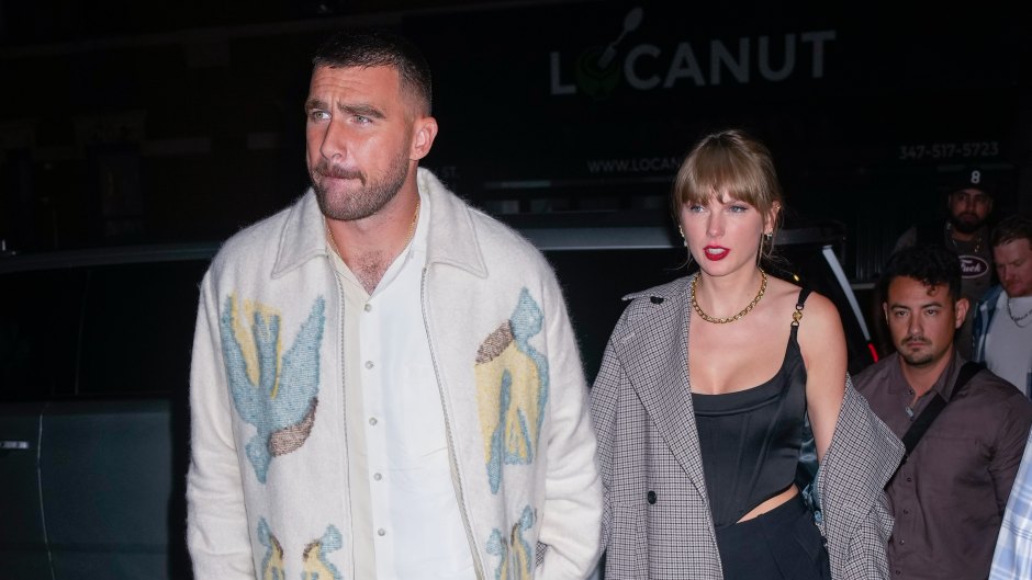 Taylor Swift and Travis Kelce arriving at the SNL Afterparty