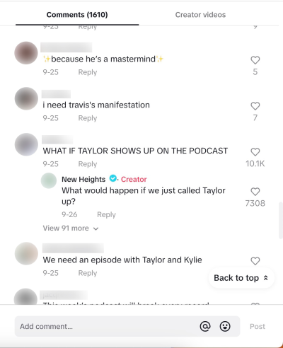 Travis Kelce's podcast 'New Heights' hints at Taylor Swift call on TikTok.