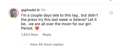 gigi hadid reacts to taylor swift travis kelce romance